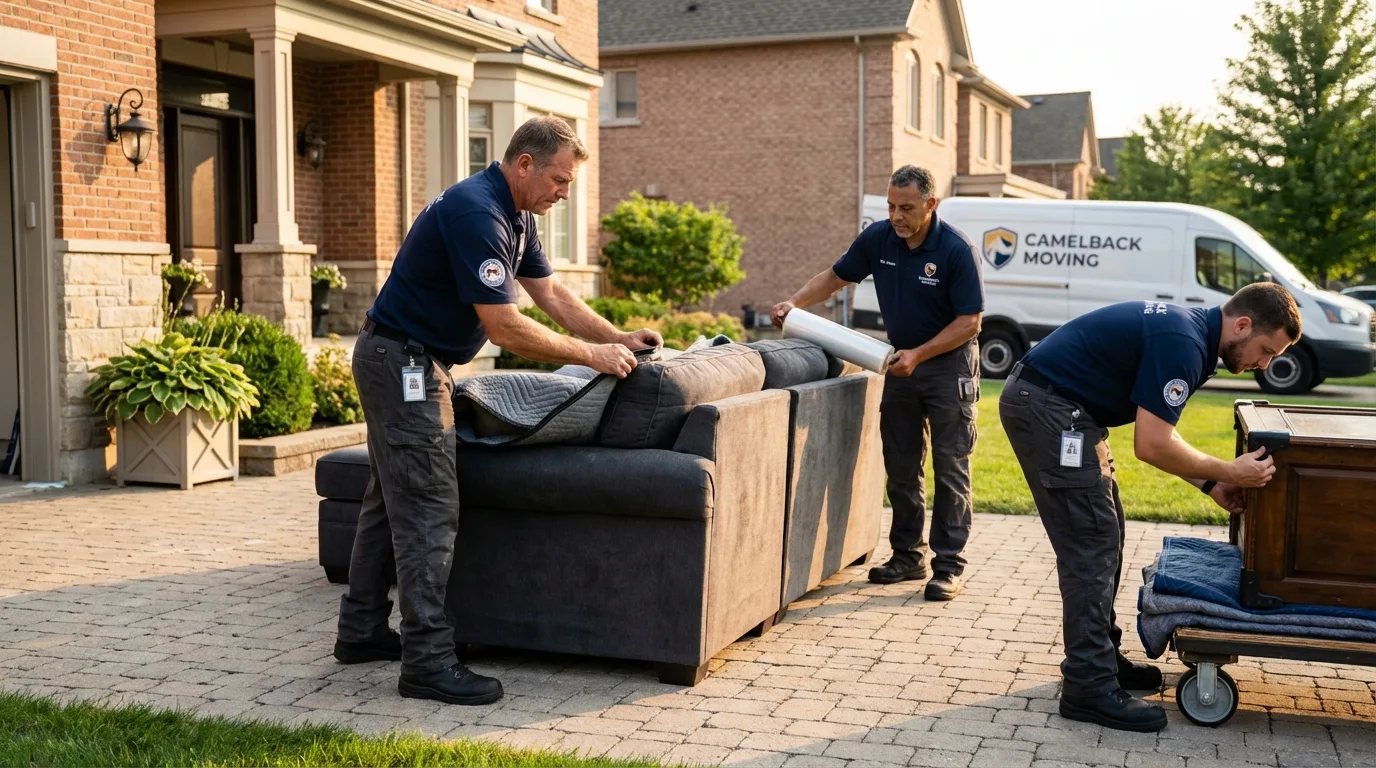 Large estate moving crew wrapping furniture in Hampstead, MD